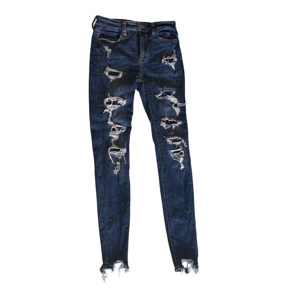 American Eagle Ripped Ne(x)t Level Strech Jeans (Women's 2) Chic Fashion Pants - Picture 1 of 15